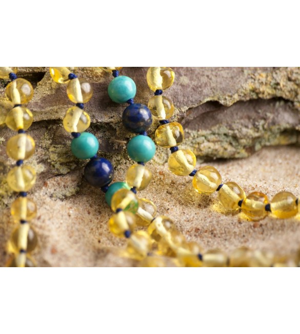 Amber teething necklace - Gemstone - Polished lemon